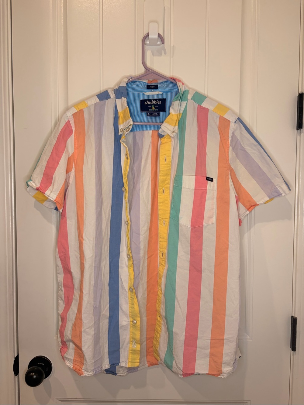 chubbies Pastel Multicolor Vertical Stripe Short-Sleeve Shirt